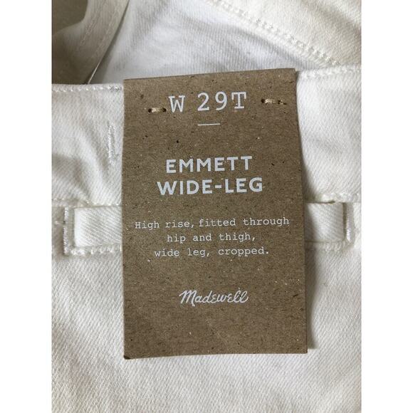 Madewell Tall Emmett Jeans Wide Leg Crop Welt Pocket Edition Tile White NWT 29 - Picture 7 of 10